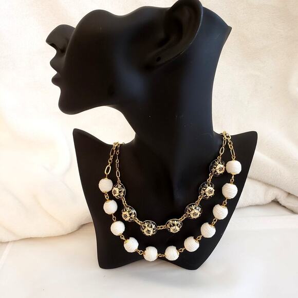 Talbots Jewelry - Talbots Layered Two Strand Necklace Wrapped Enameled Beads Beautiful High End